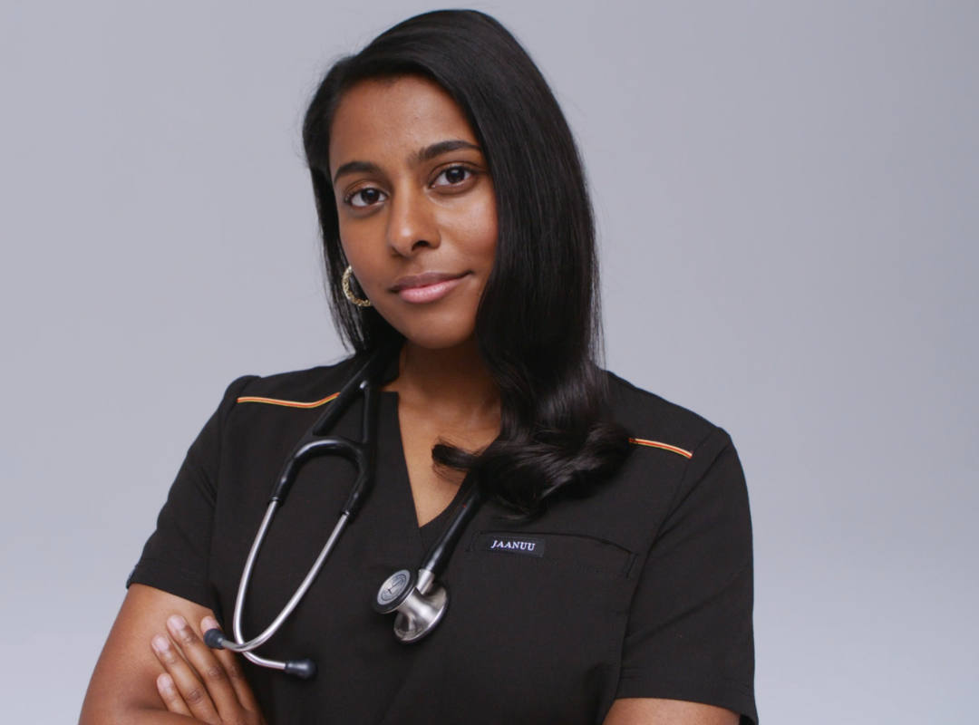 Female nurse in black scrub