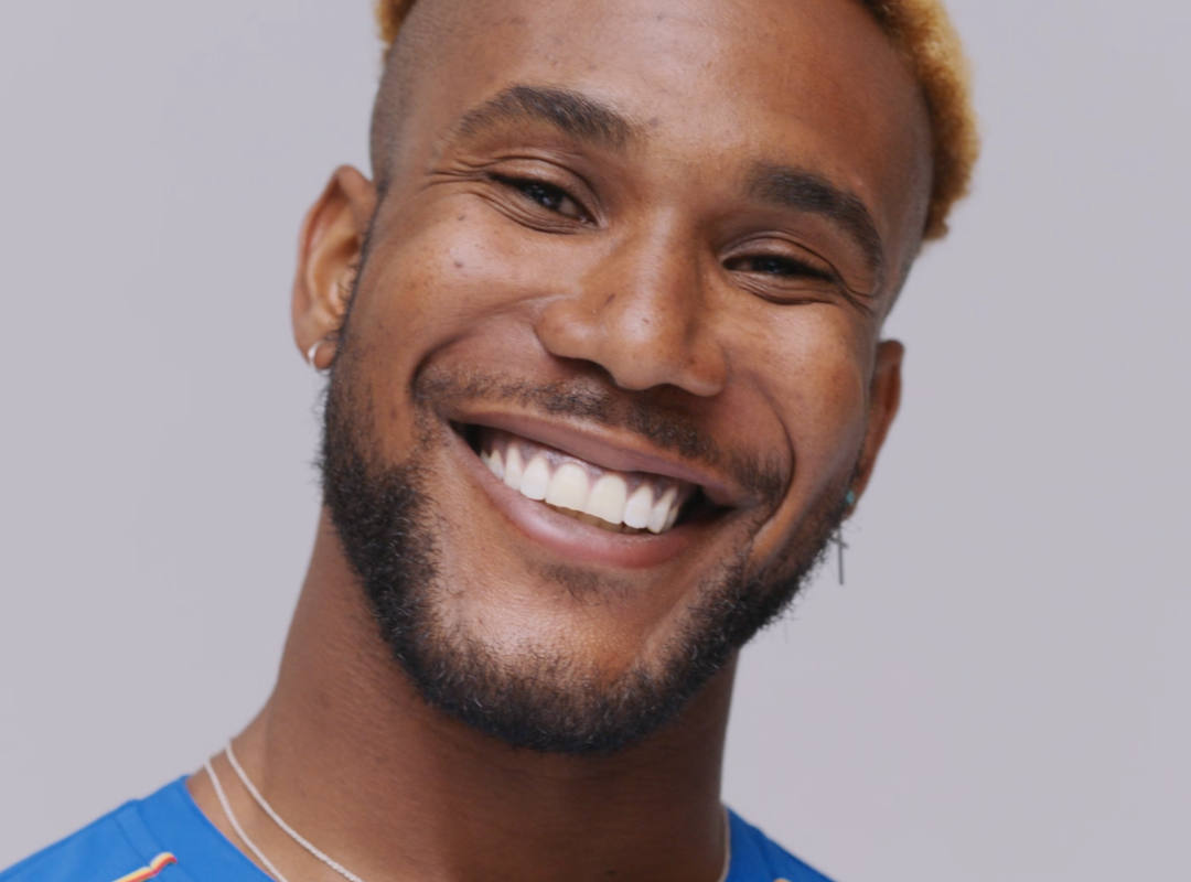 male nurse in blue scrubs